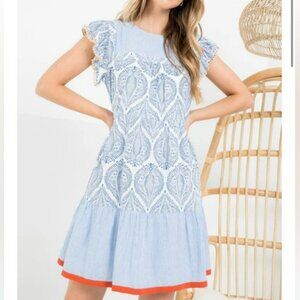 Anthropologie THML The Florence Foliage Short Sleeve Midi Dress Size S - NEW